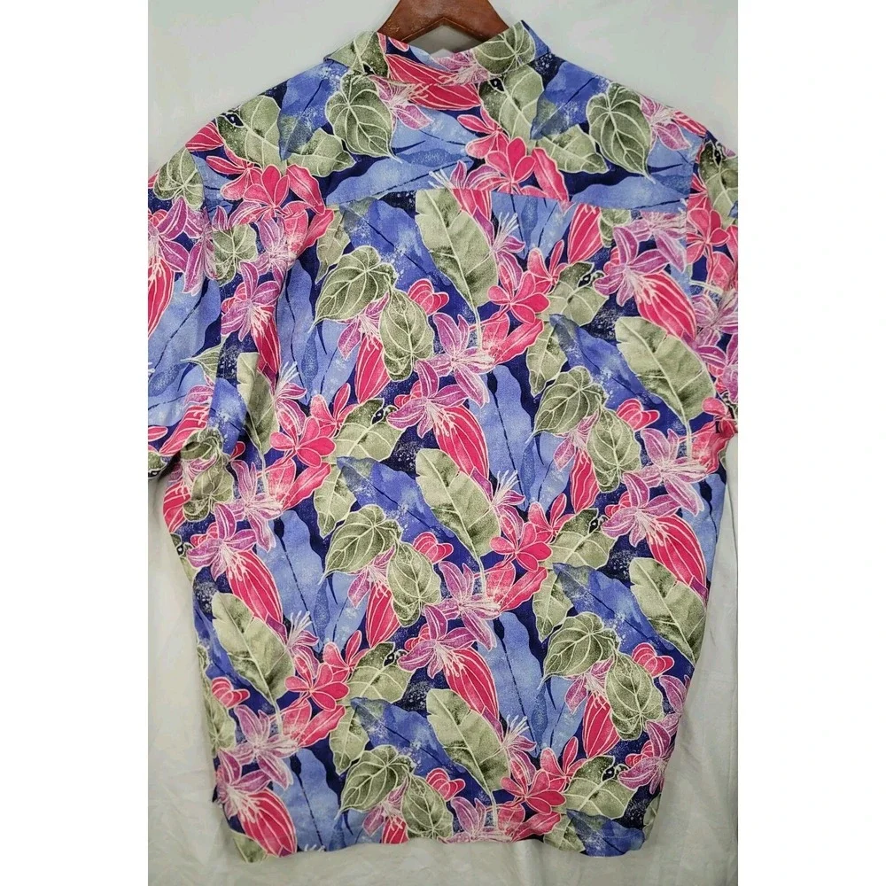 Tommy Bahama 100% Silk Ibiza Beach Club Island Blue Pink Mens‎ Size XL Floral - Picture 6 of 9
